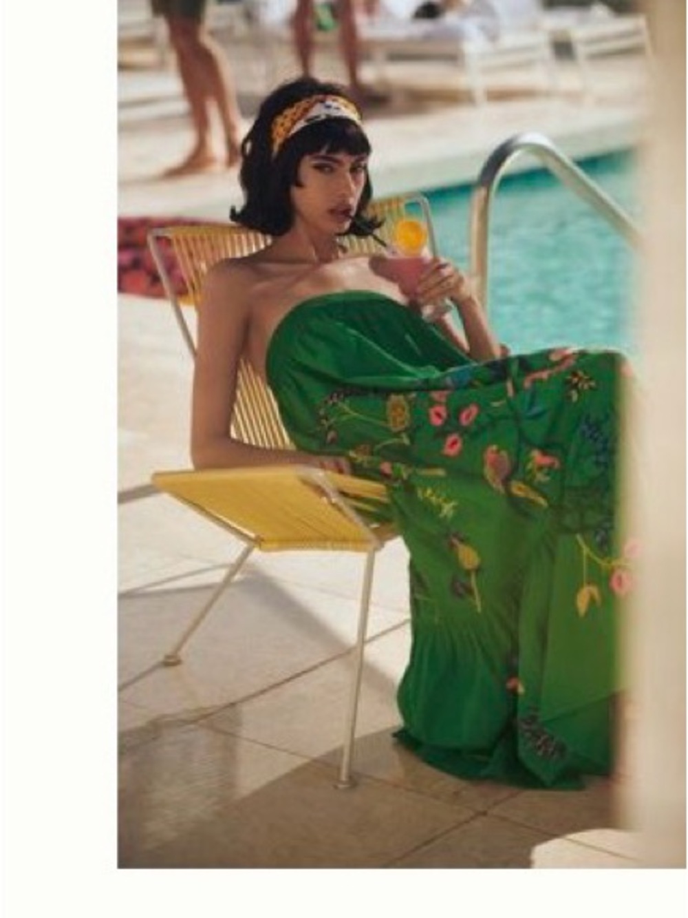 Strapless Green Floral Dress